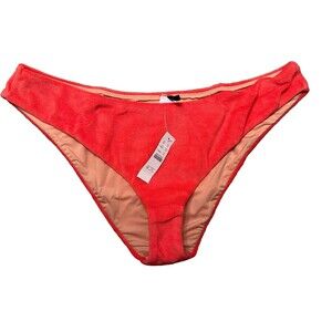 J Crew Bikini Bottoms Womens Plus Size 3X Terry Cloth Lined Orange Swimsuit